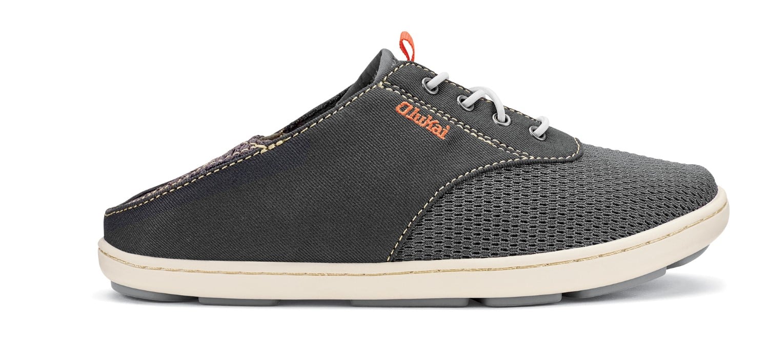 Olukai Nohea Moku Boy's - Tieless Comfort Shoes - Dk Shadow/Dk Shadow - Drop-In-Heel