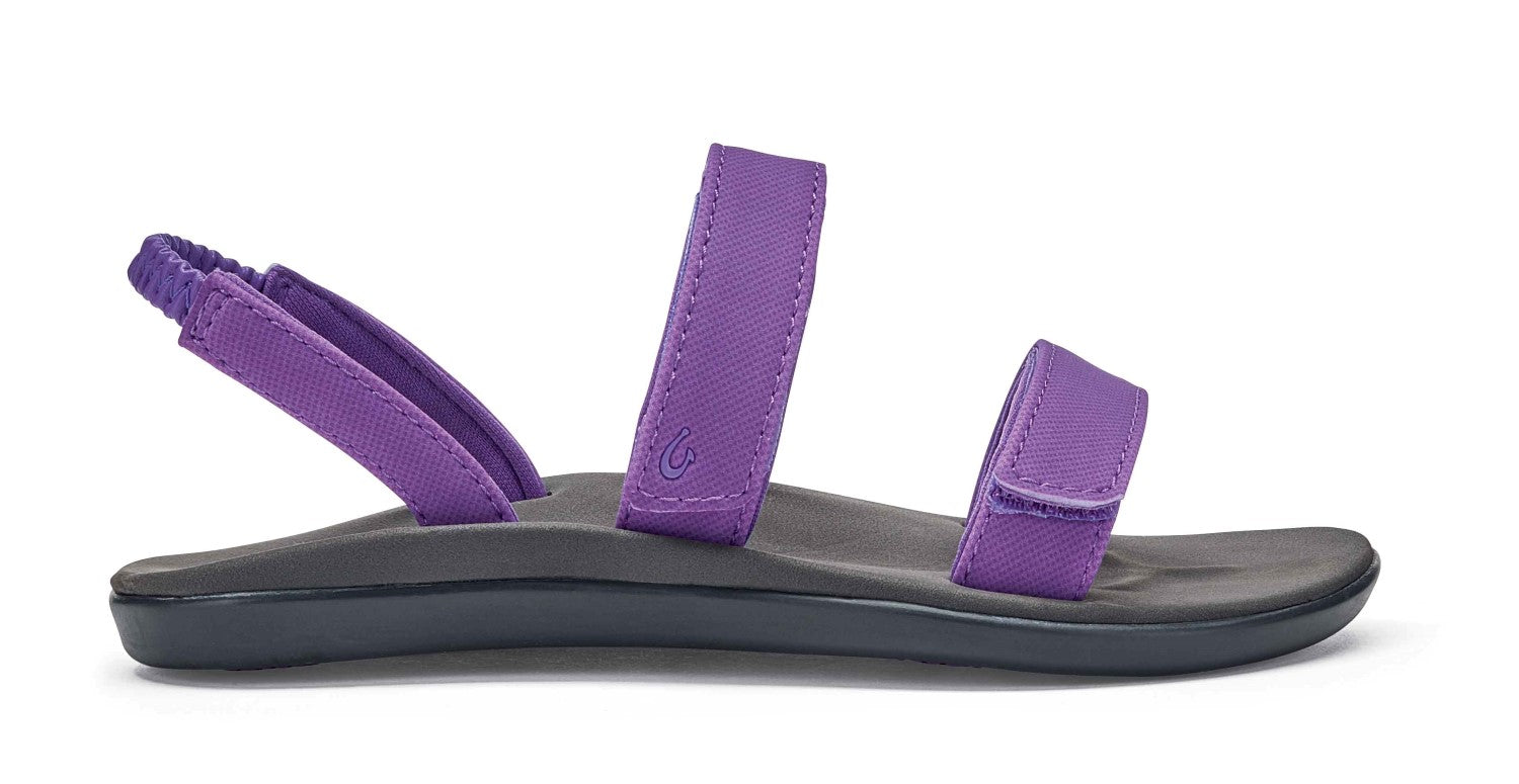 Olukai Kipuka Girl's Comfort Sandals - Crushed Grape / Charcoal - Profile
