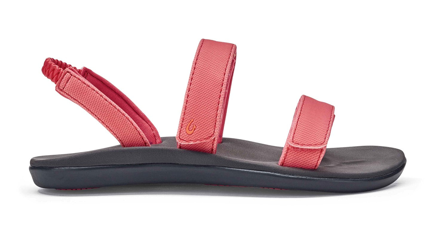 Olukai Kipuka Girl's Comfort Sandals - Spiced Coral / Charcoal - Profile