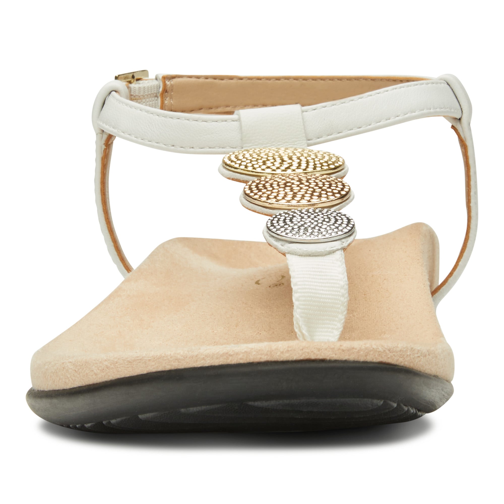 Vionic Lizbeth Women's T-strap Orthotic Sandal - Npa White Metallic Vf1 Med