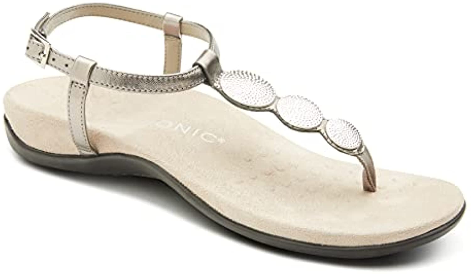 Vionic Lizbeth Women's T-strap Orthotic Sandal - Pewter/Metallic