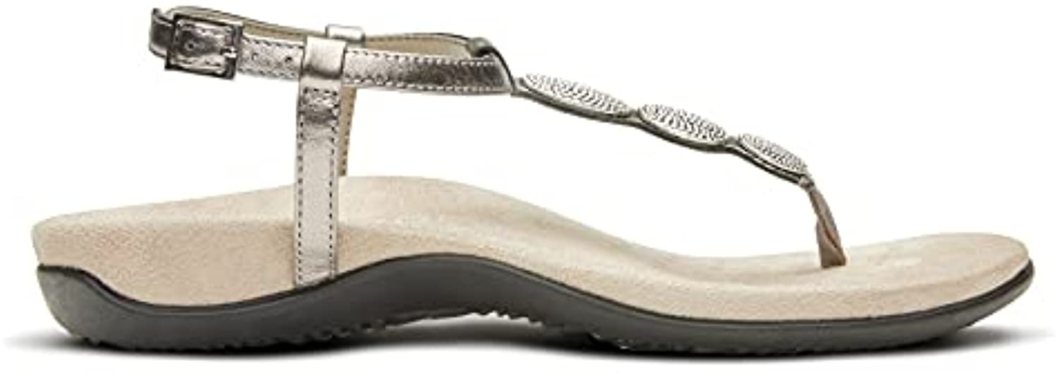 Vionic Lizbeth Women's T-strap Orthotic Sandal - Pewter/Metallic