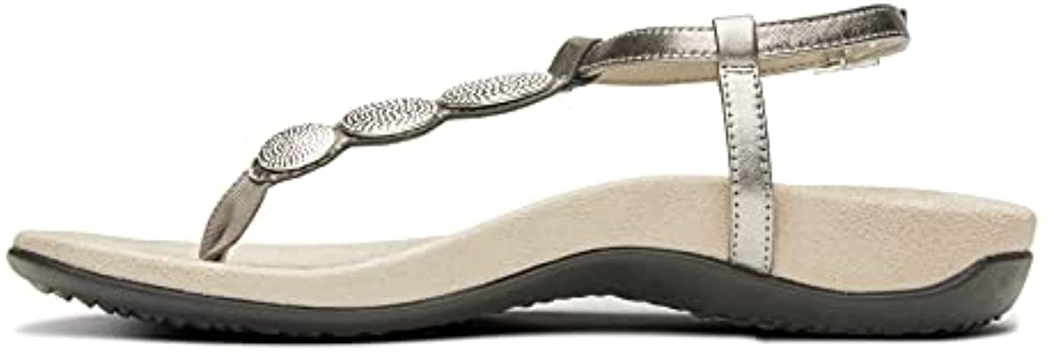 Vionic Lizbeth Women's T-strap Orthotic Sandal - Pewter/Metallic