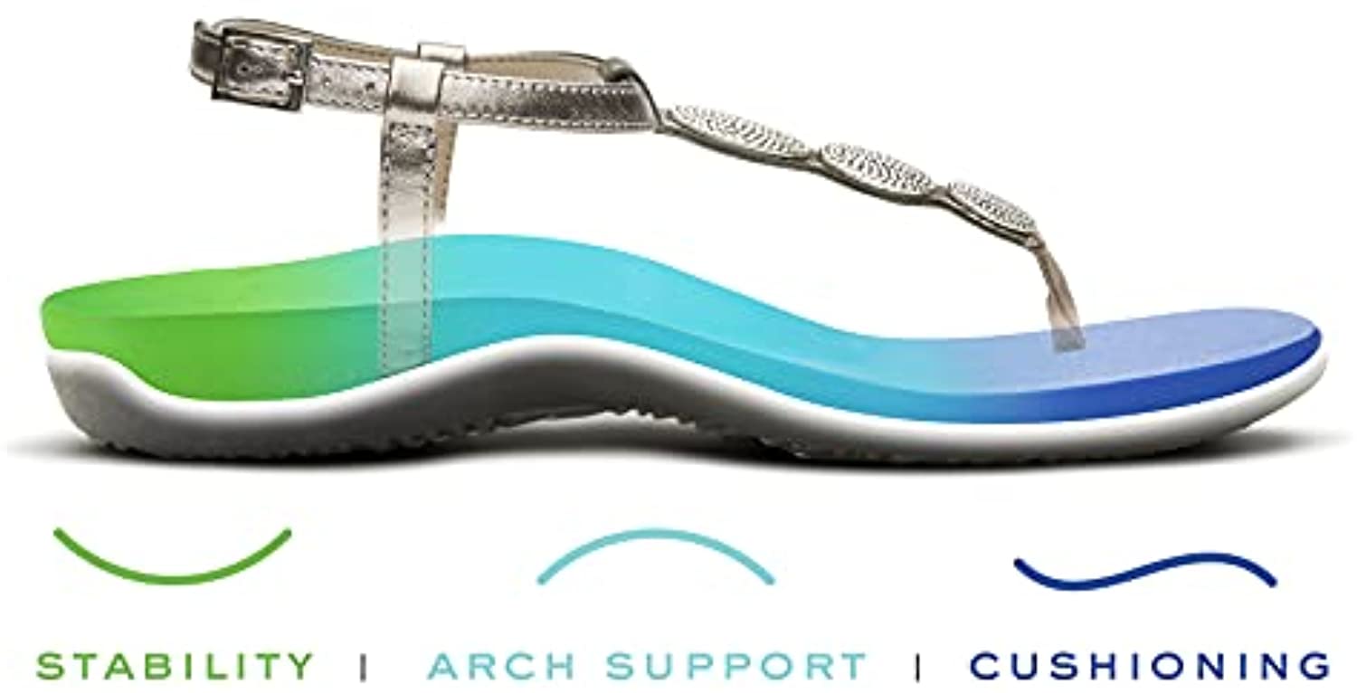 Vionic Lizbeth Women's T-strap Orthotic Sandal - Pewter/Metallic Lifestyle