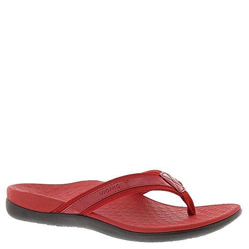 Vionic Tide II - Women's Leather Orthotic Sandals - Orthaheel - Red
