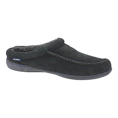 Vionic Barrow Mens Faux shearling-lined slipper - Dark Grey