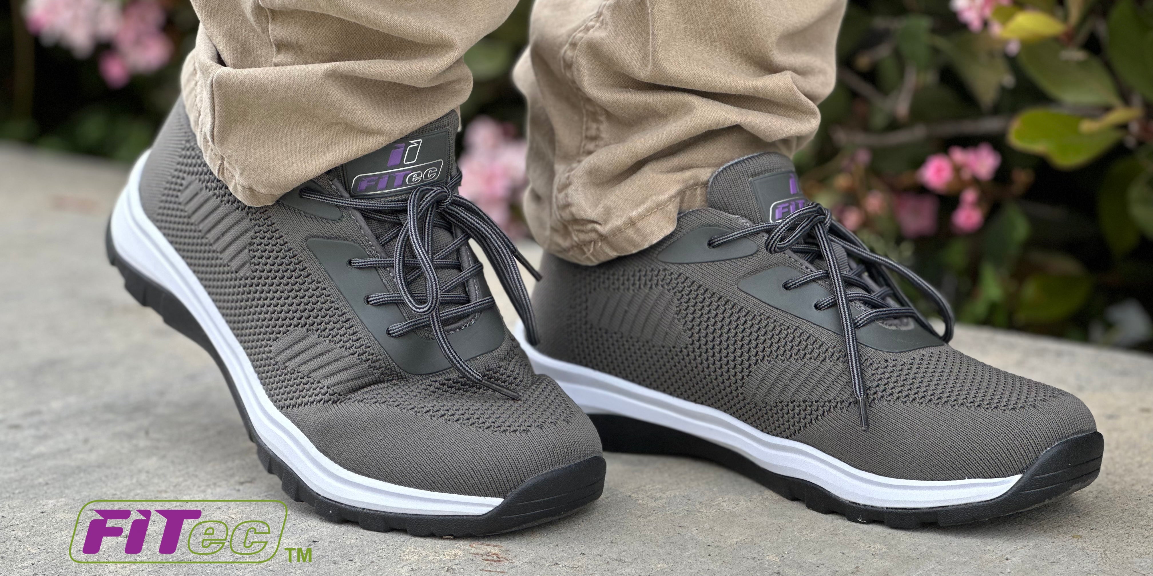FITec 9735-5L - Men's Laces Walking Shoes with Slip Resistant Soles - Gray