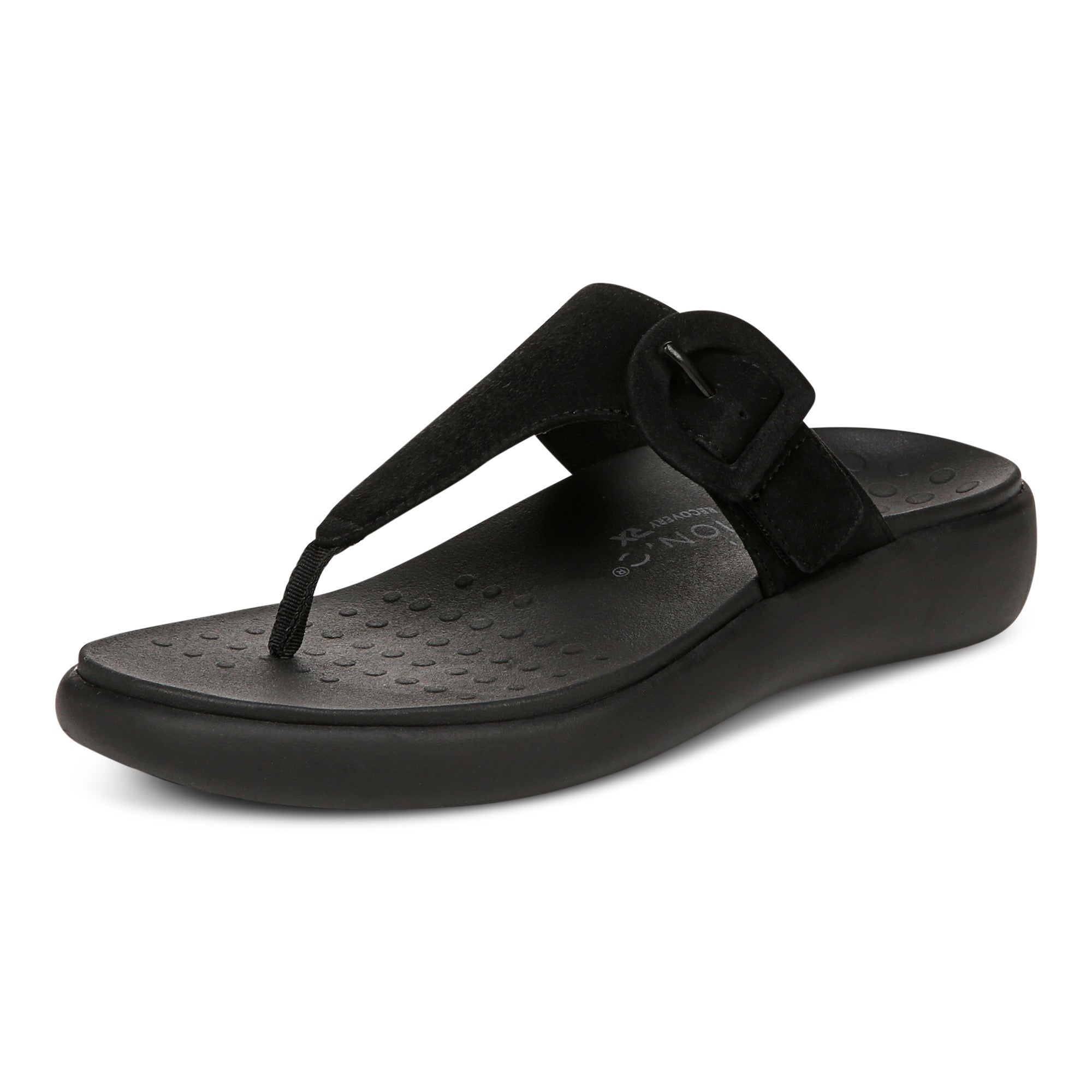 Vionic Activate RX Women's Toe Post Casual Soft Sandal - Black - Left angle