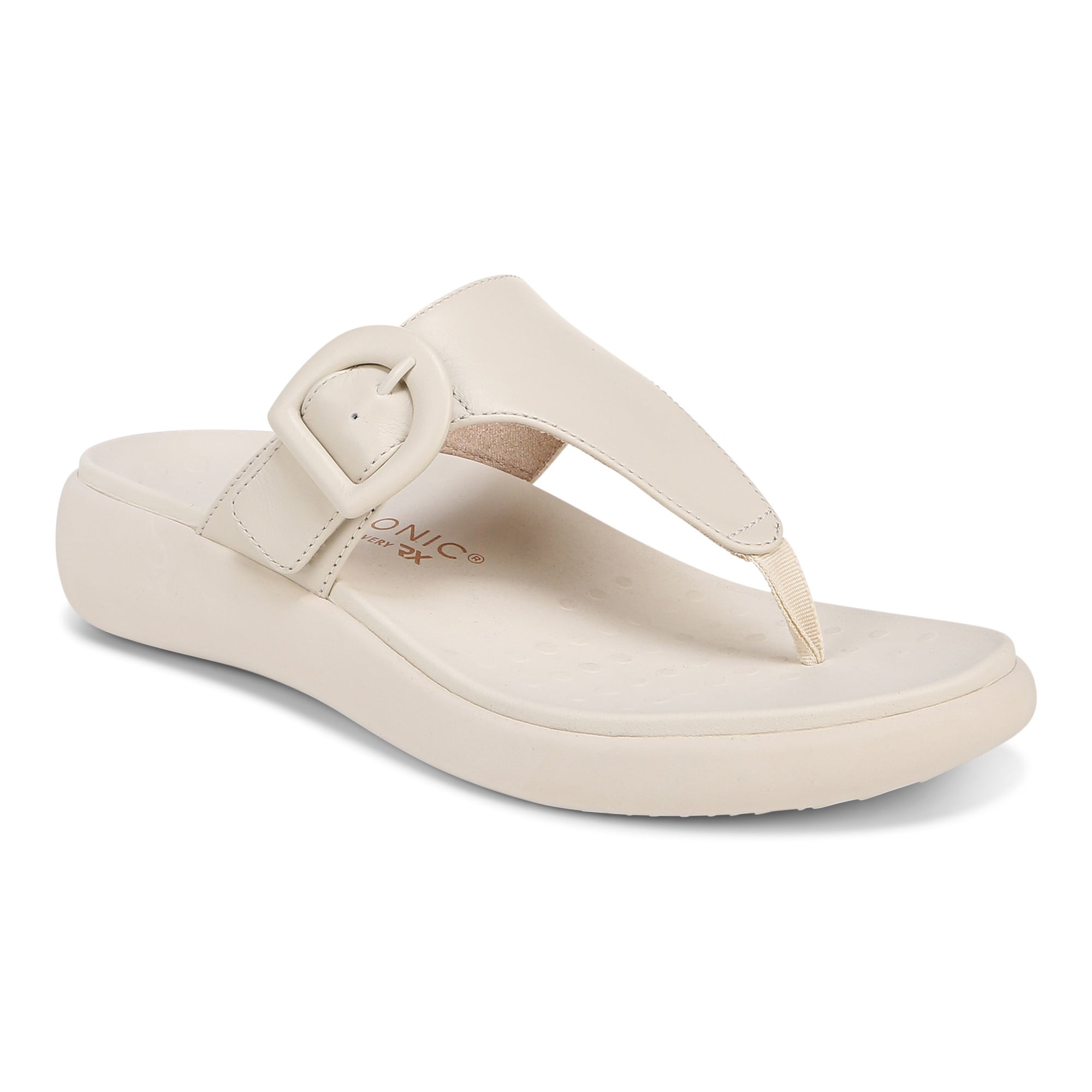 Vionic Activate RX Women's Toe Post Casual Soft Sandal - Cream - Angle main