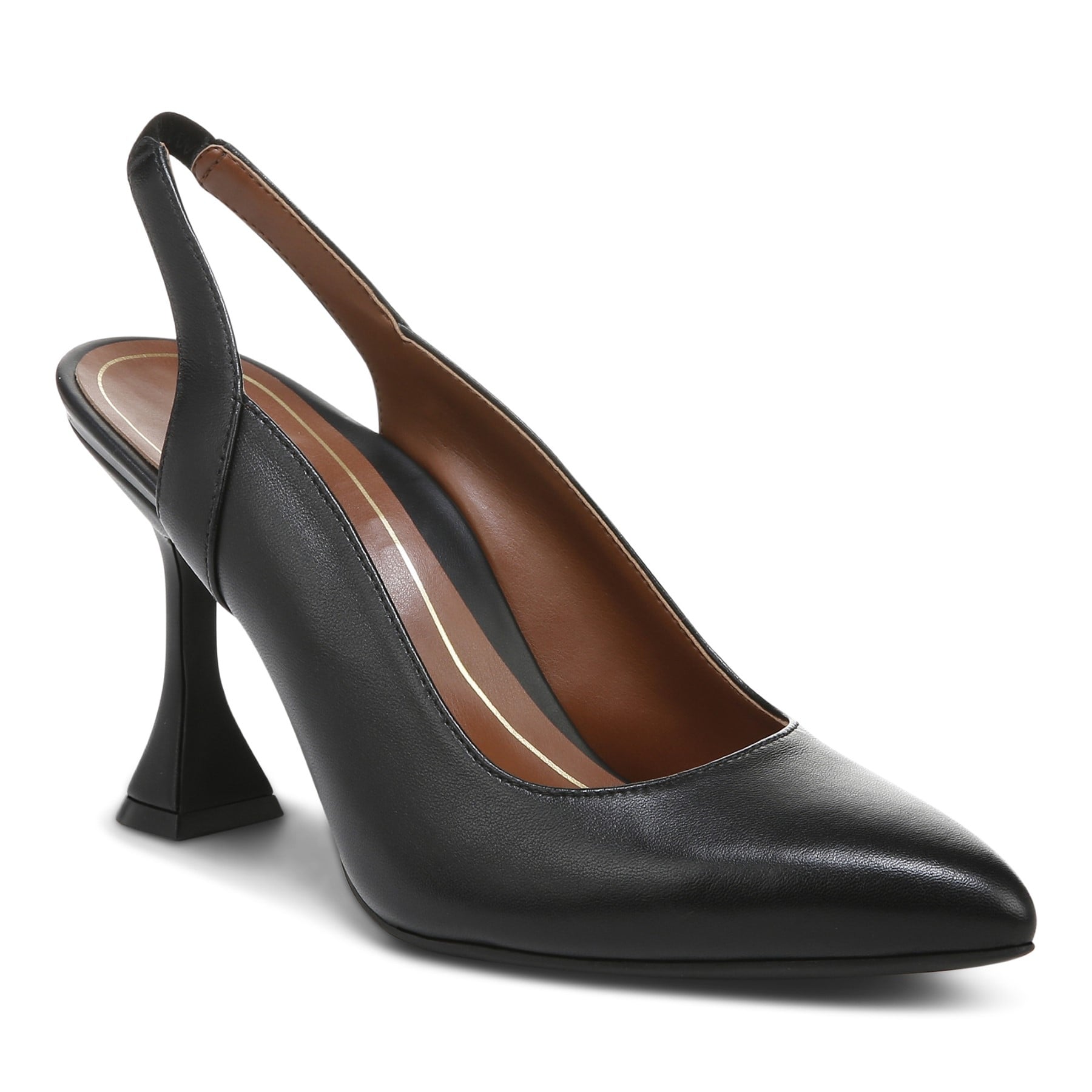 Vionic Adalena Womens Slingback Dress - Black Leather - Angle main