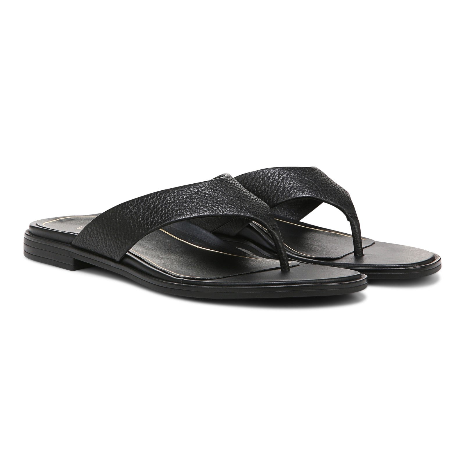 Vionic Agave Women's Comfort Toe Post Sandal - Black Leather - Pair