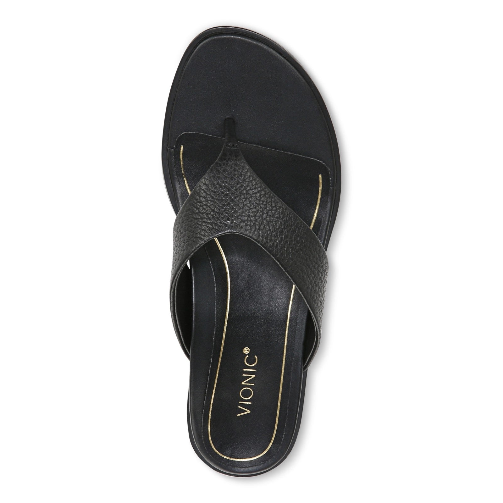 Vionic Agave Women's Comfort Toe Post Sandal - Black Leather - Top