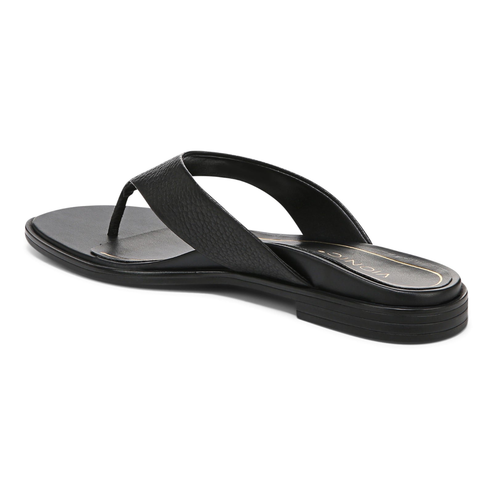 Vionic Agave Women's Comfort Toe Post Sandal - Black Leather - Back angle