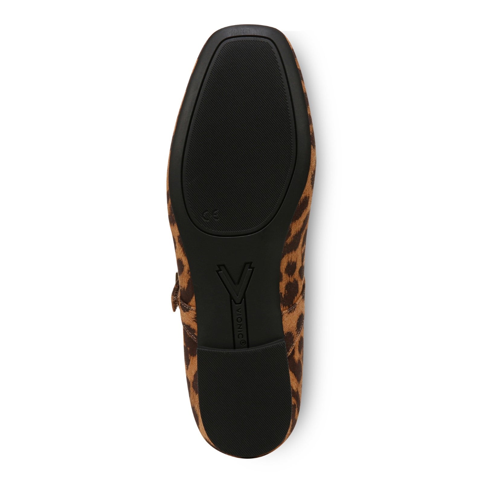 Vionic Alameda Women's Orthotic Supportive Mary Jane Flat - Tan Leopard - Bottom
