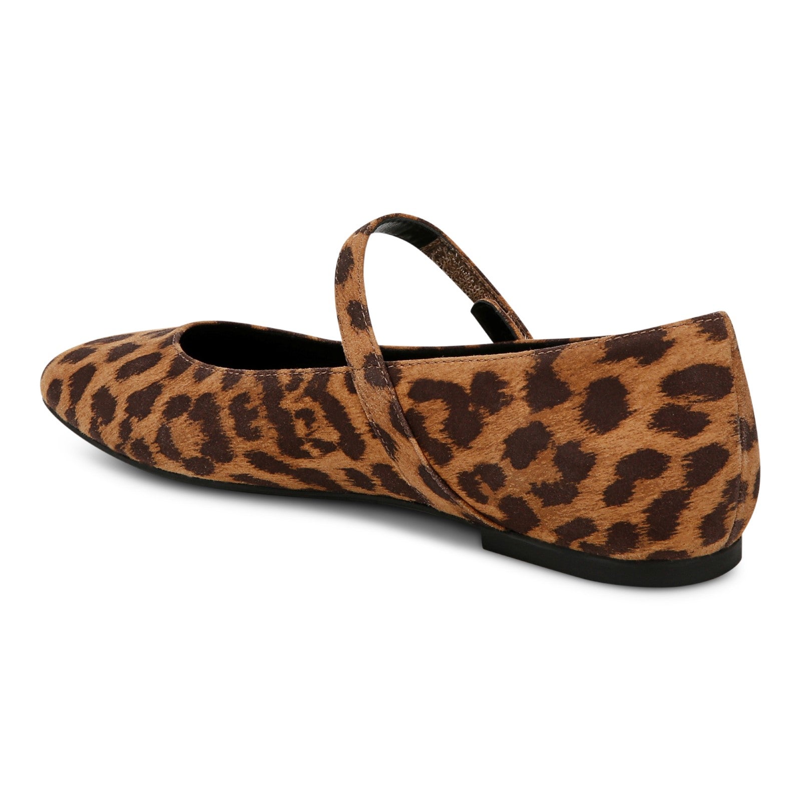 Vionic Alameda Women's Orthotic Supportive Mary Jane Flat - Tan Leopard - Back angle