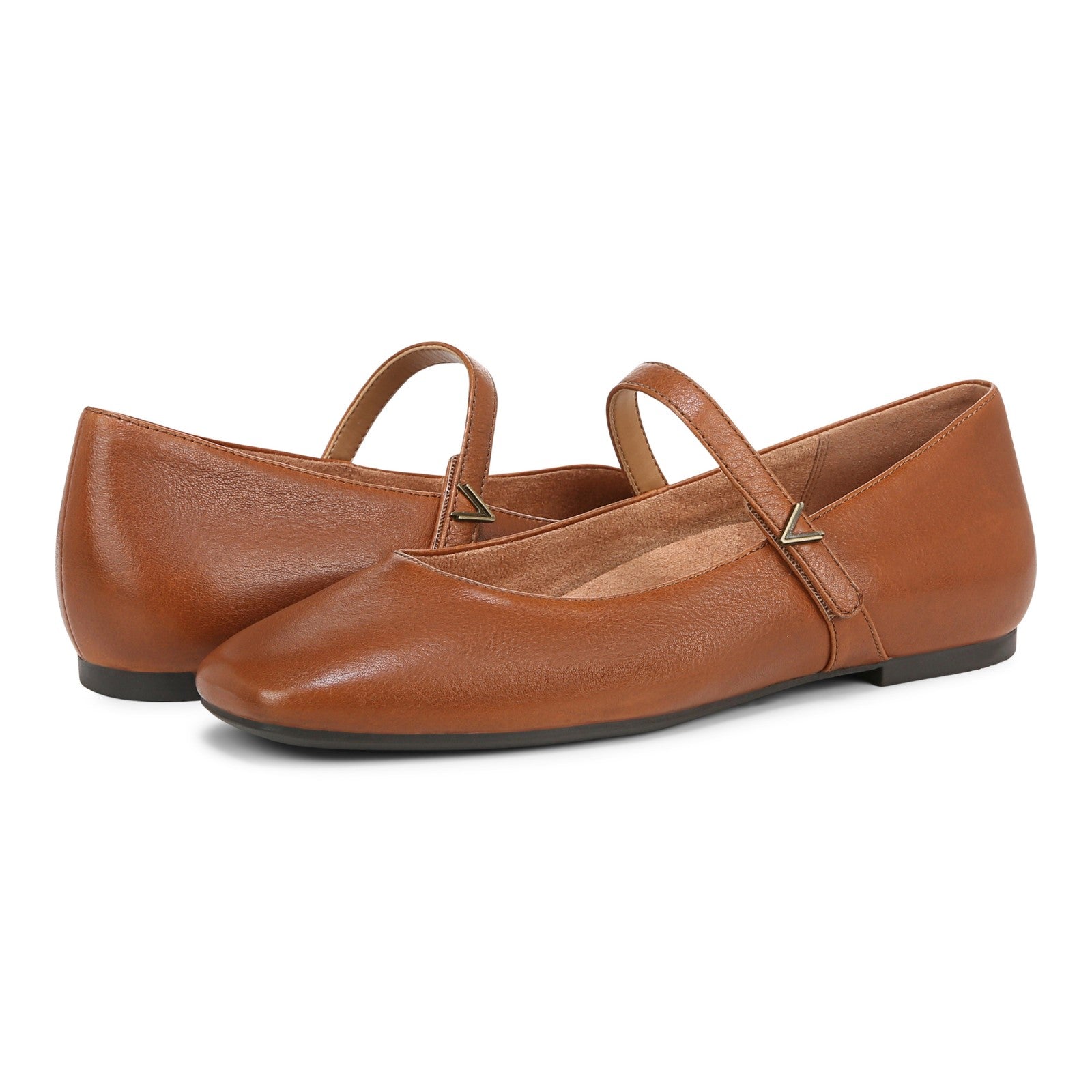 Vionic Alameda Women's Orthotic Supportive Mary Jane Flat - Tan - pair left angle