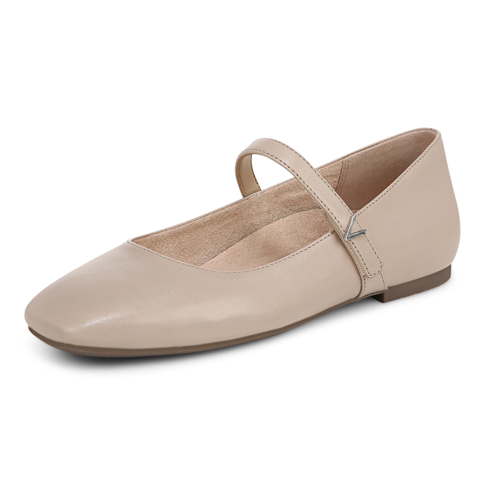 Vionic Alameda Women's Orthotic Supportive Mary Jane Flat - Oatmeal - Left angle