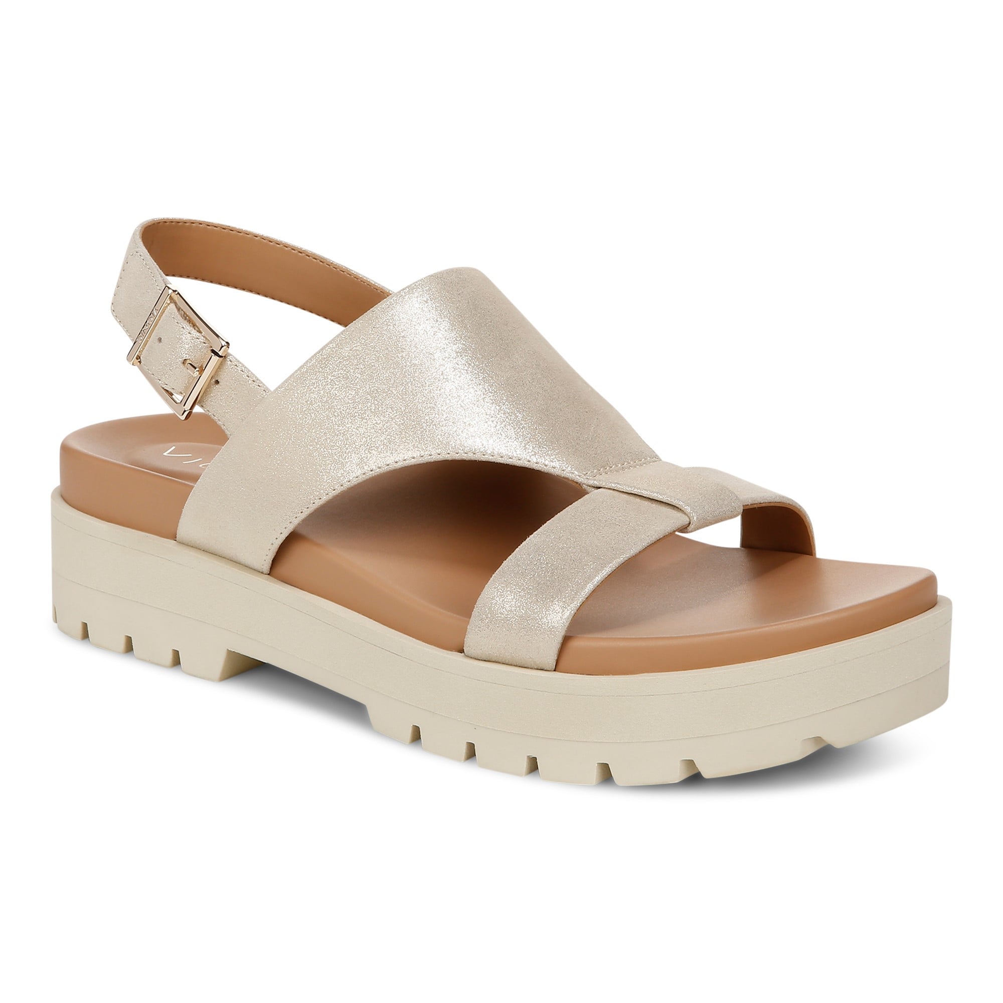 Vionic Alondra Lug Women's T-Strap Comfort Sandal in Gold