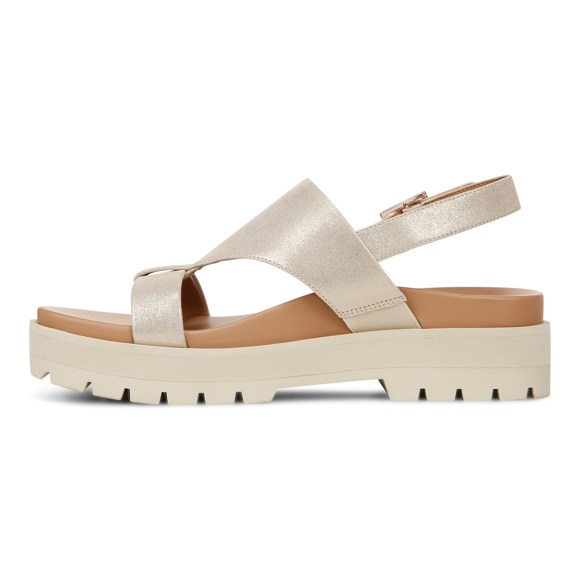 Vionic Alondra Lug Women's T-Strap Comfort Sandal - Gold - Left Side