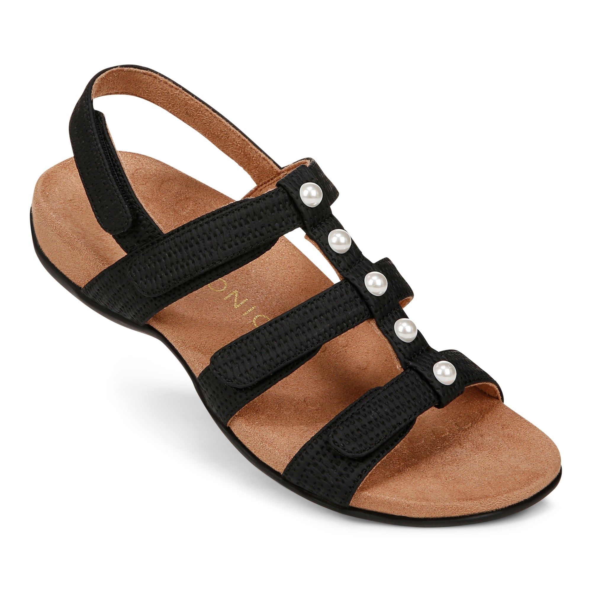 Vionic Amber Pearl Women's Adjustable Orthotic Sandal - Black - AMBER PEARL-I8708S1001-BLACK-13fl-med