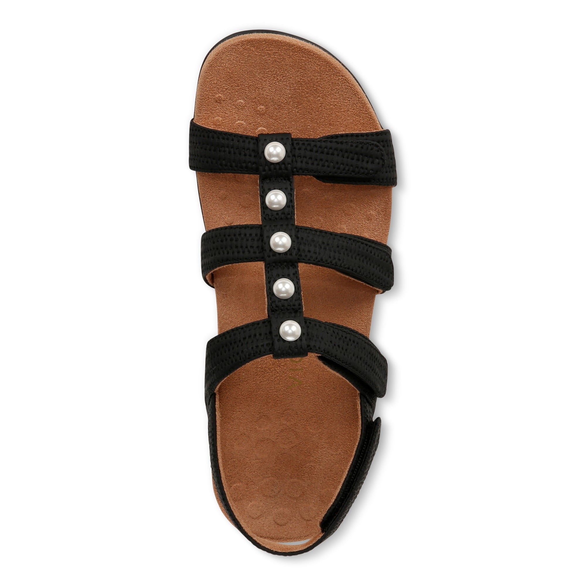 Vionic Amber Pearl Women's Adjustable Orthotic Sandal - Black - Top