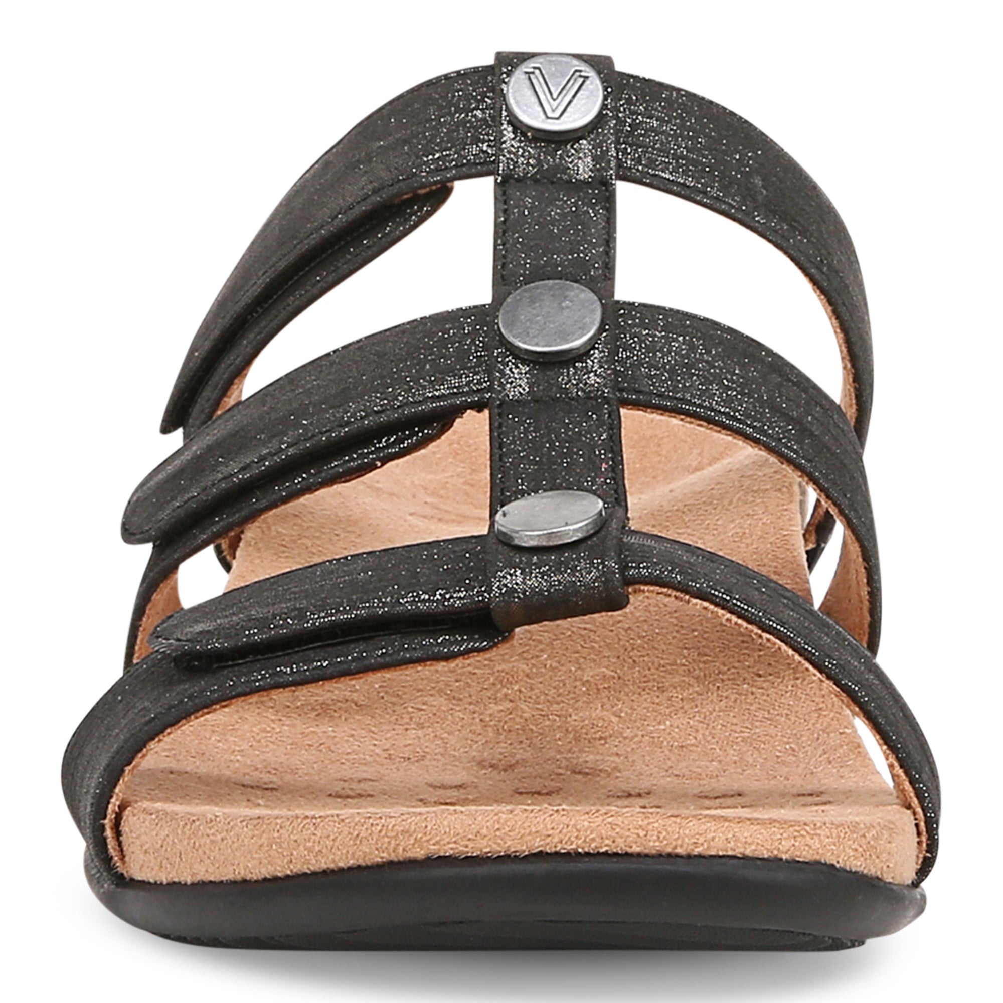 Vionic Amber Pearl Slide Women's Supportive Slip-on Sandal - Black - Front
