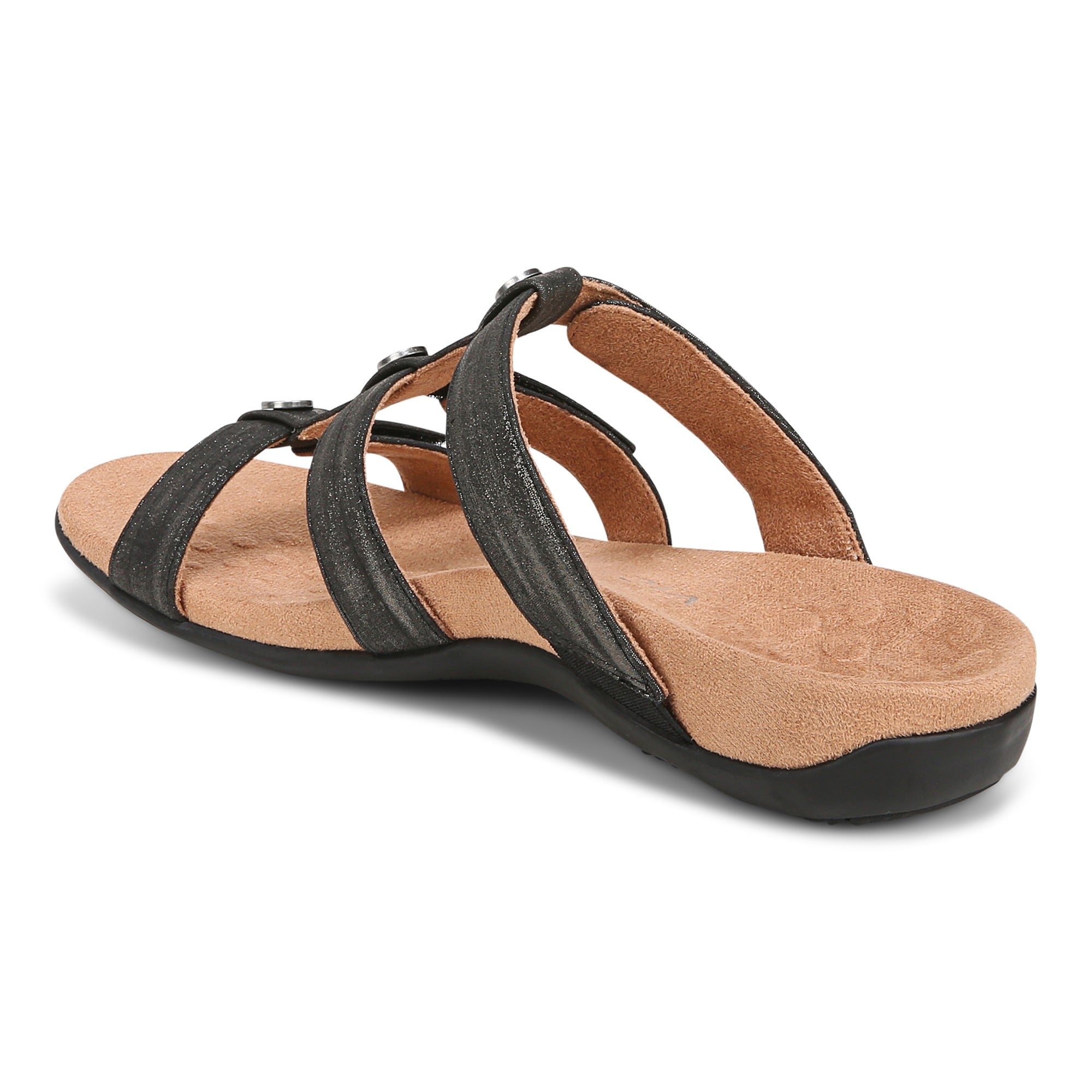 Vionic Amber Pearl Slide Women's Supportive Slip-on Sandal - Black - Back angle