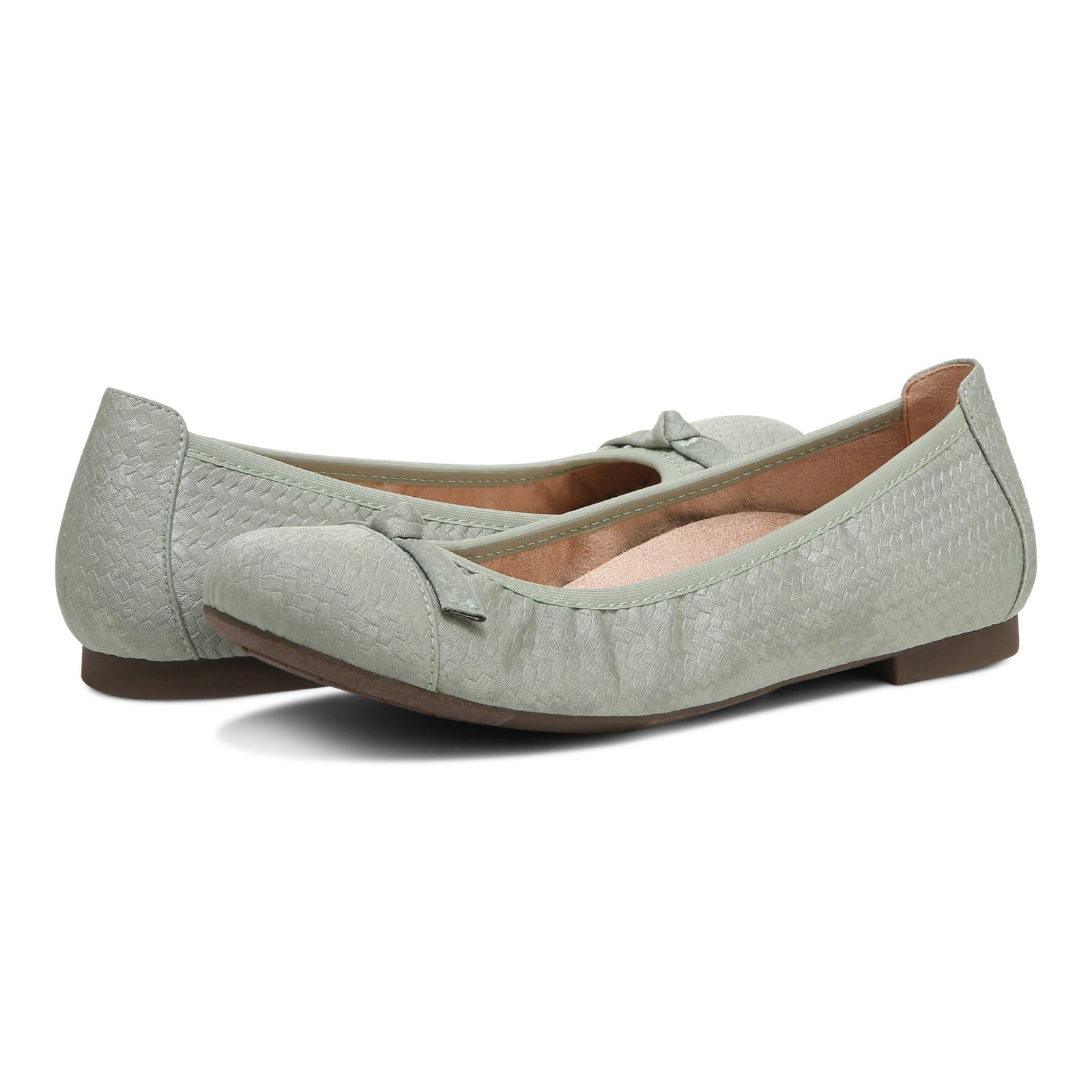 Vionic Amorie Women's Orthotic Supportive Ballet Flat - Sage - pair left angle