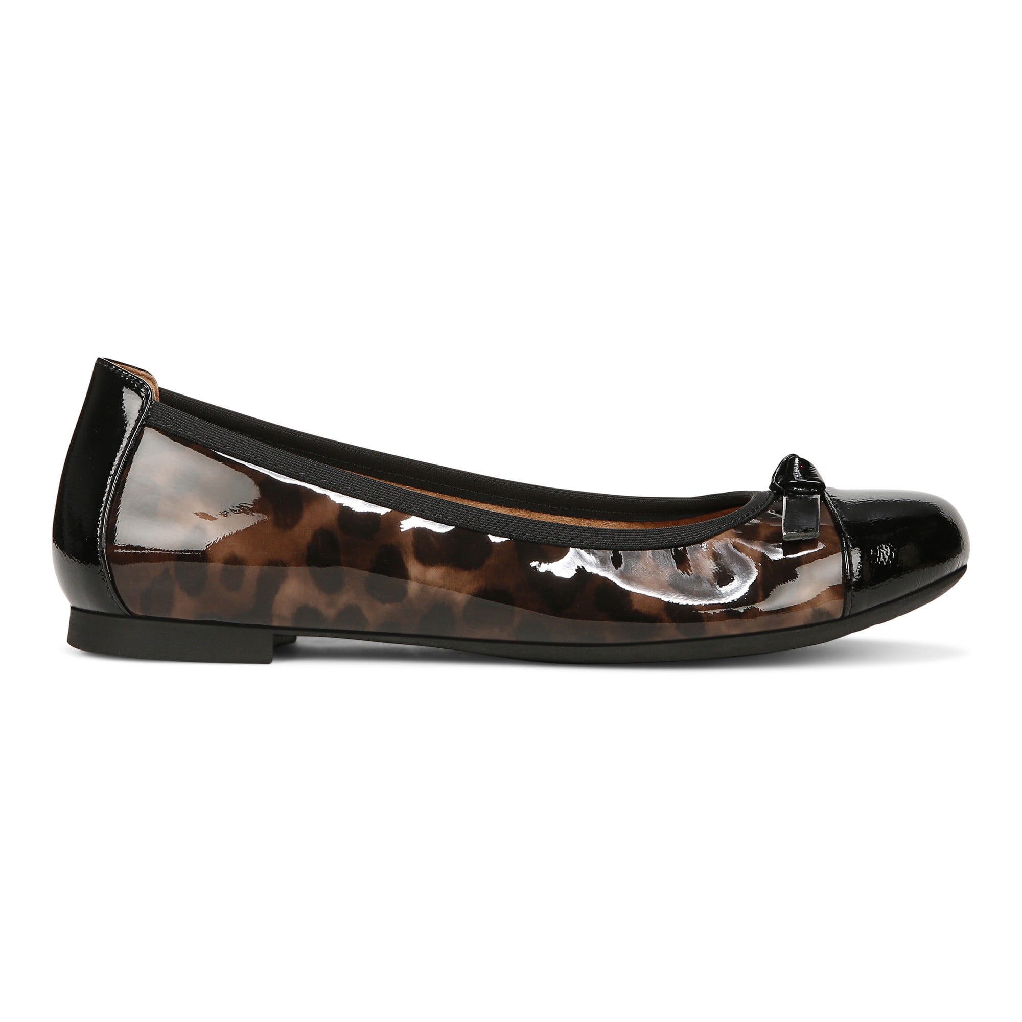 Vionic Amorie Women's Orthotic Supportive Ballet Flat - Free Shipping - Black/leopard Patent - Right side