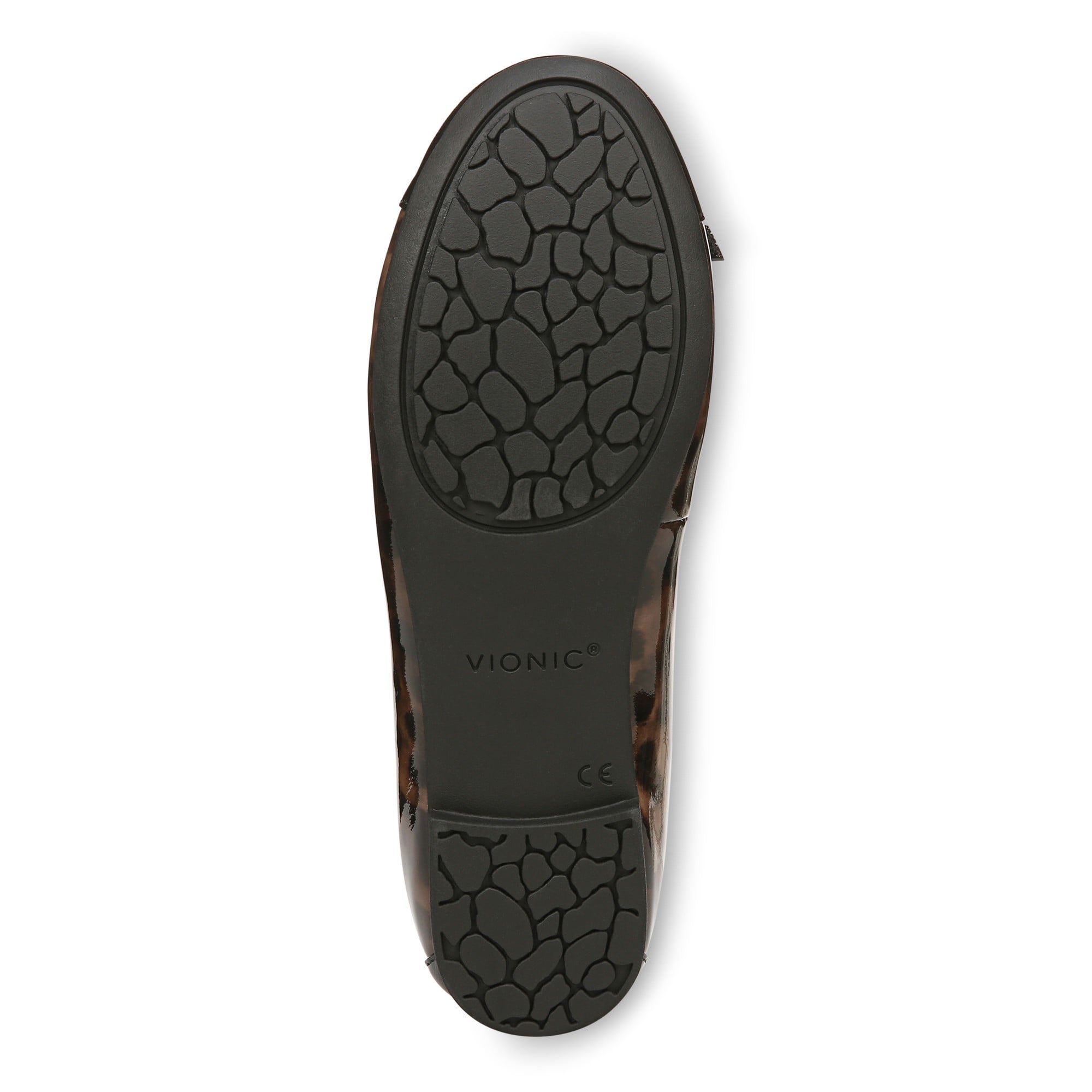 Vionic Amorie Women's Orthotic Supportive Ballet Flat - Free Shipping - Black/leopard Patent - Bottom