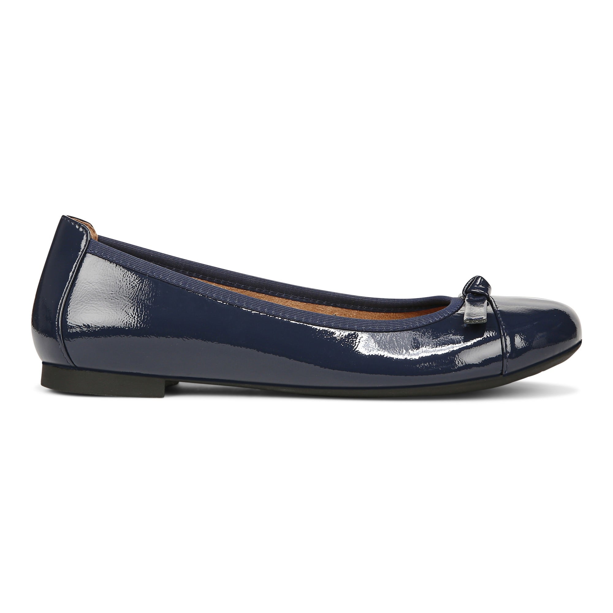 Vionic Amorie Women's Orthotic Supportive Ballet Flat - Free Shipping - Navy Patent - Right side