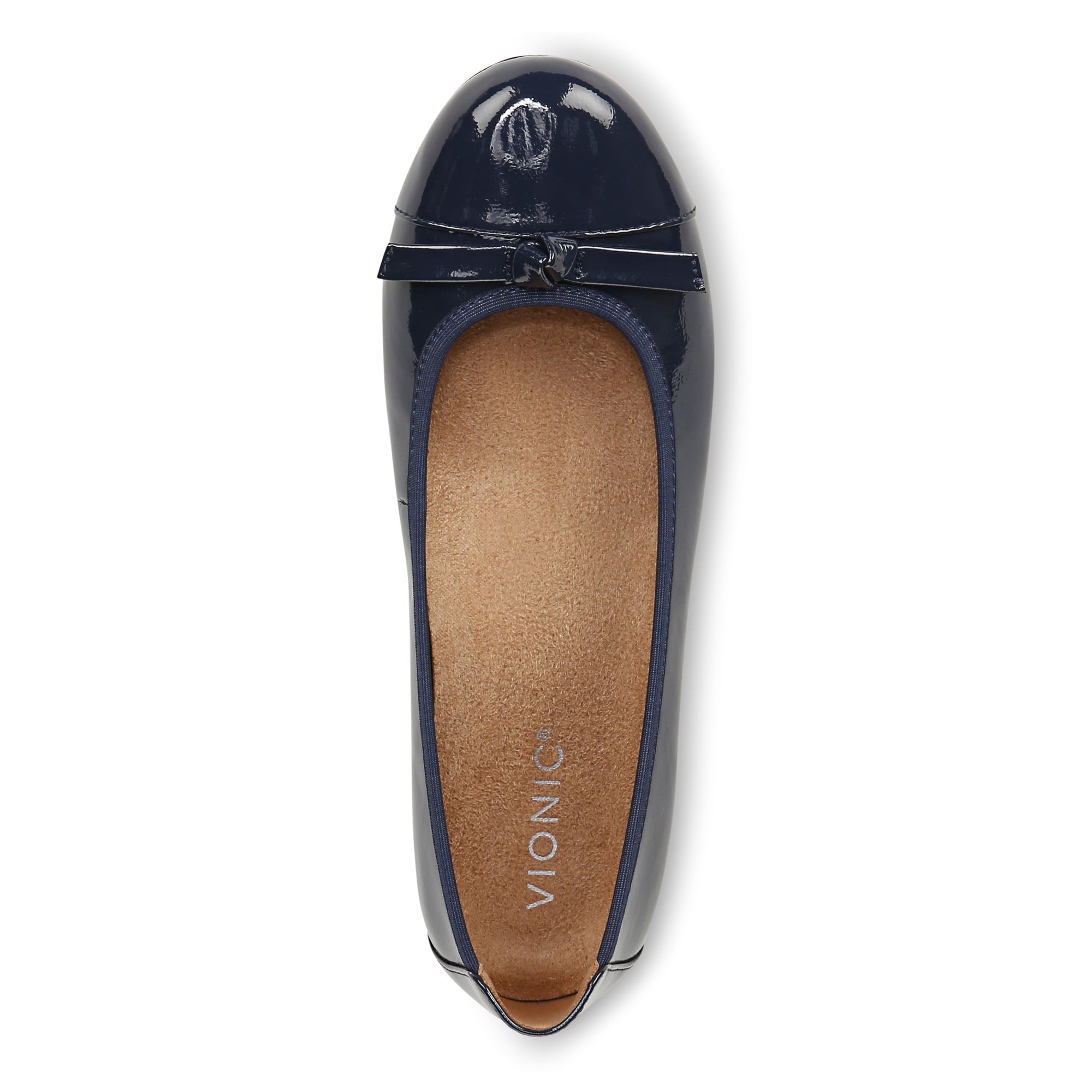 Vionic Amorie Women's Orthotic Supportive Ballet Flat - Free Shipping - Navy Patent - Top