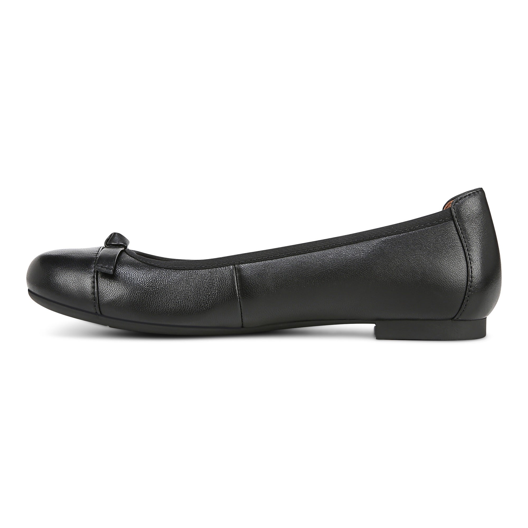 Vionic Amorie Women's Orthotic Supportive Ballet Flat - Black-Leather - Left Side