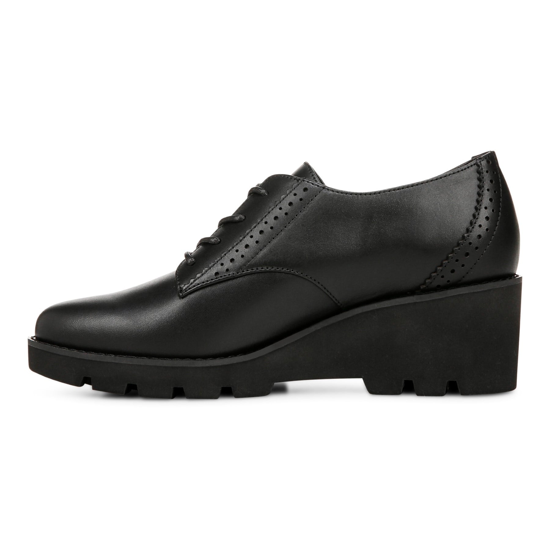 Vionic Anaheim Women's Comfort Wedge Oxford Derby Shoe - Black - Left Side
