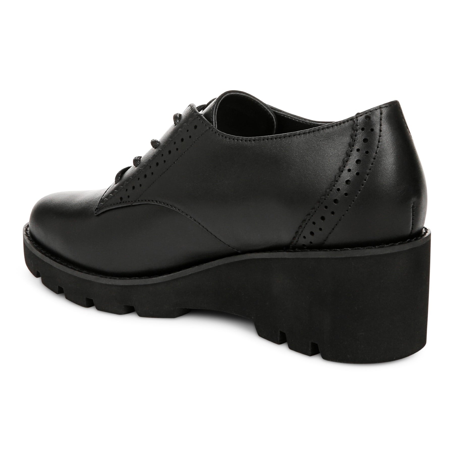 Vionic Anaheim Women's Comfort Wedge Oxford Derby Shoe - Black - Back angle