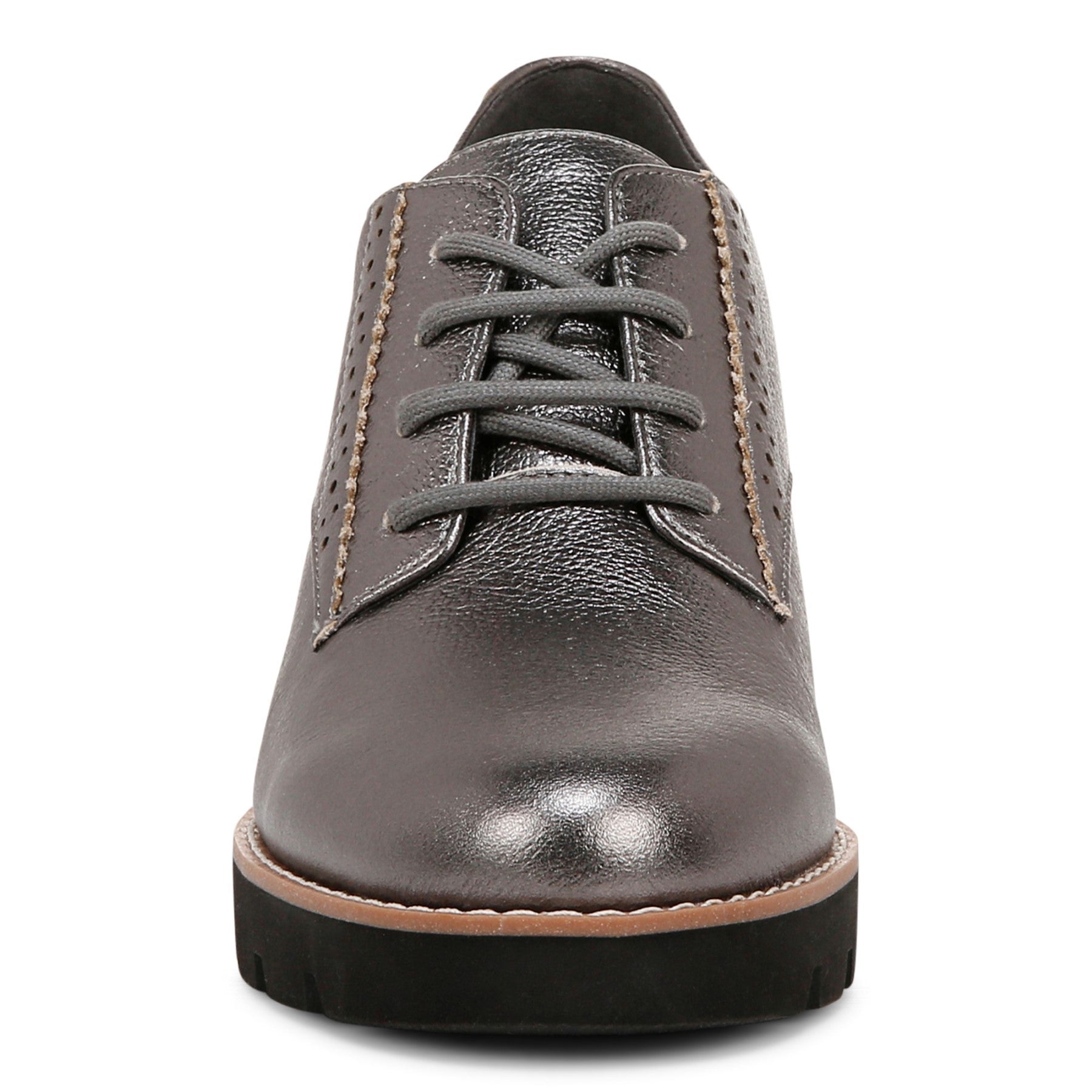 Vionic Anaheim Women's Comfort Wedge Oxford Derby Shoe - Pewter - Front