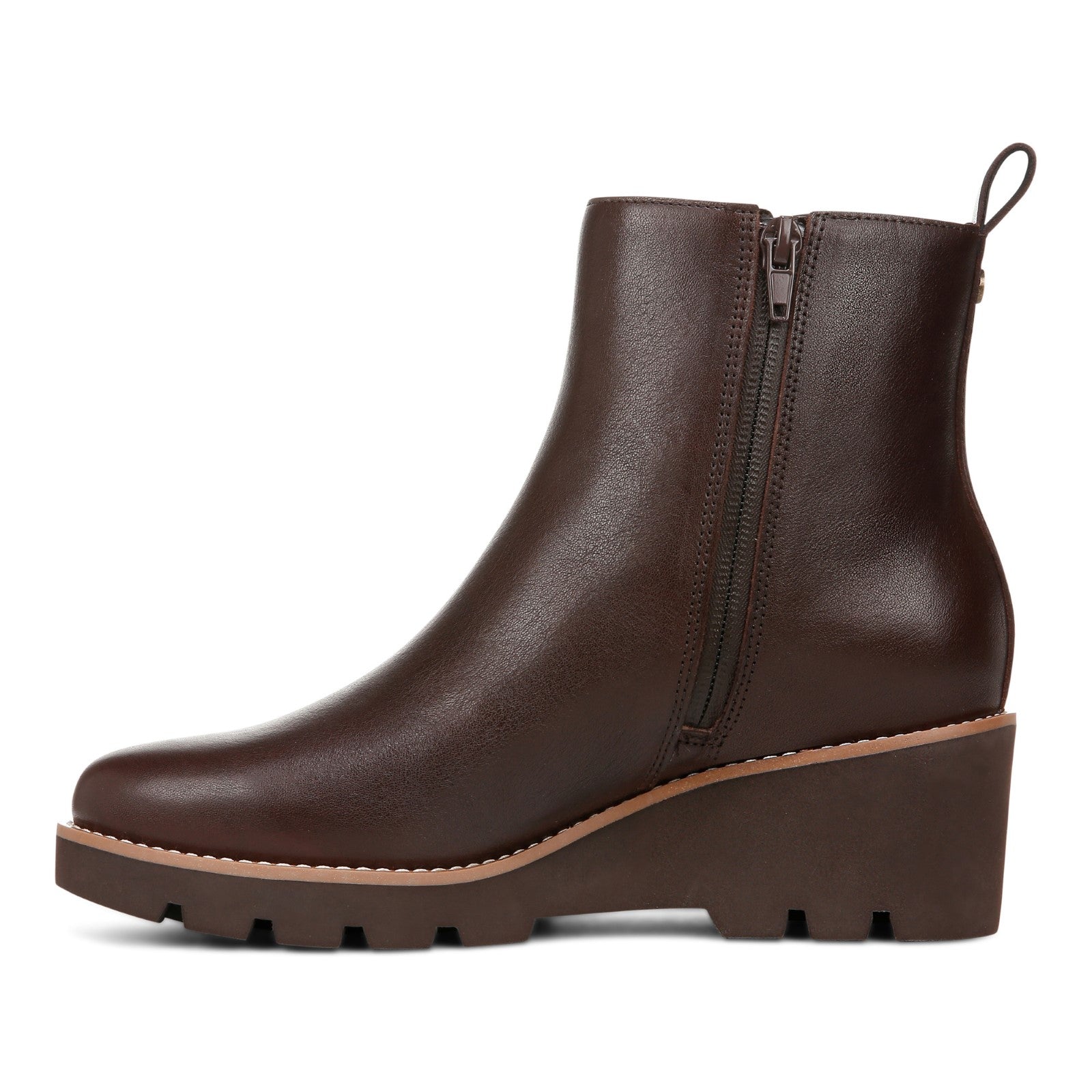 Vionic Aria womens Ankle/Bootie Short Boot - Dark Brown - Left Side