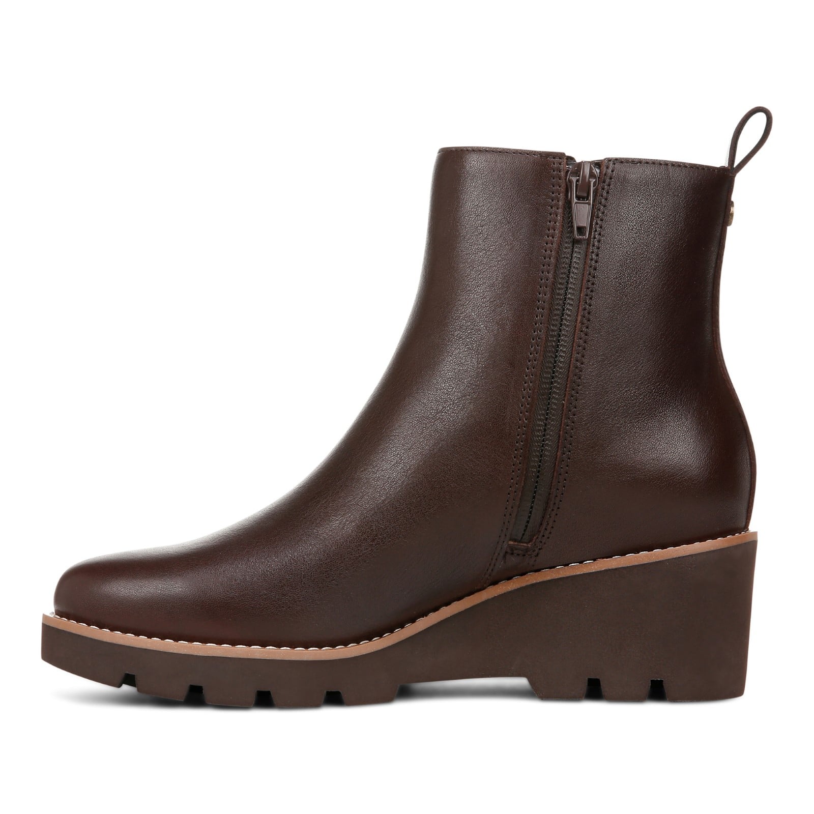 Vionic Aria womens Ankle/Bootie Short Boot - Dark Brown - Left Side