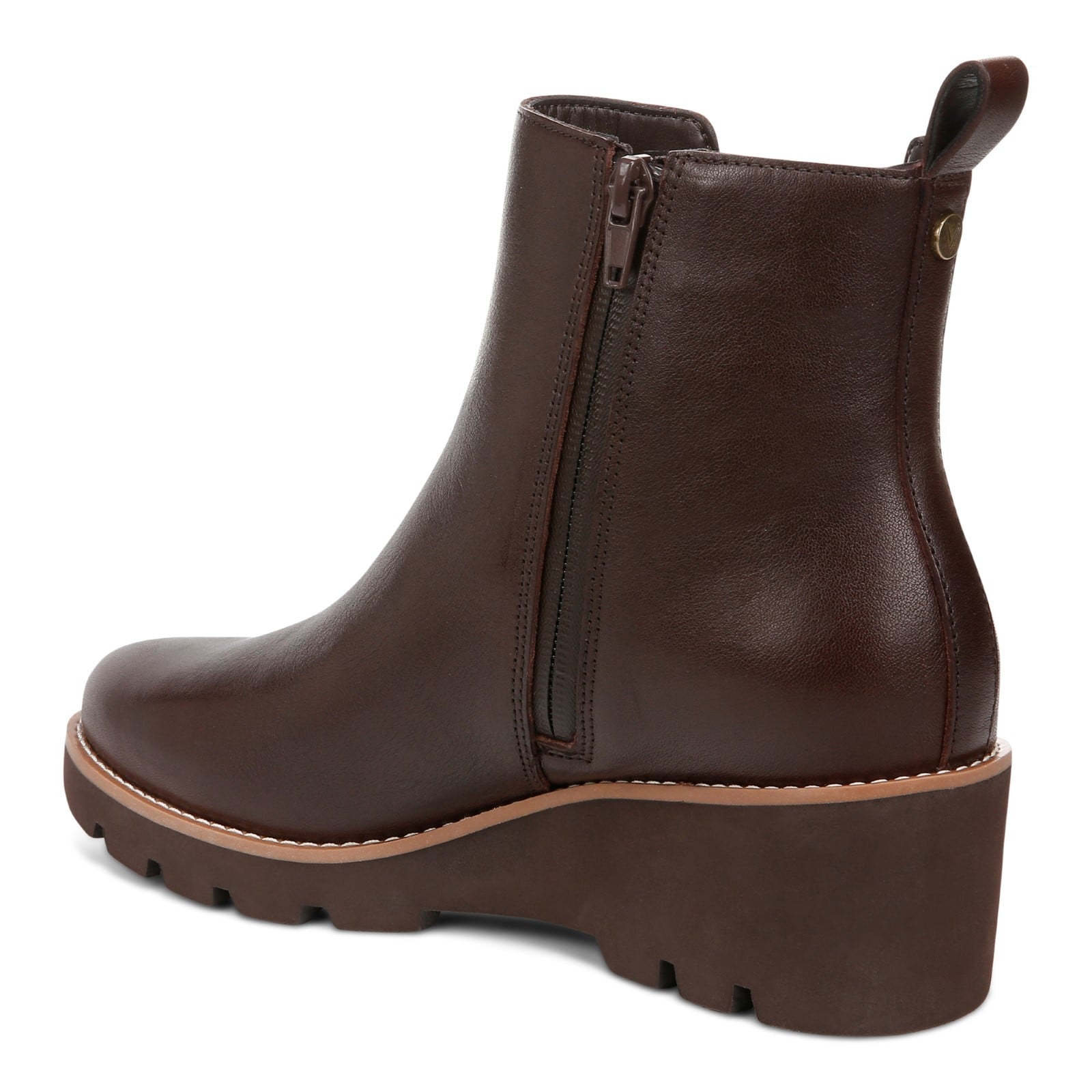 Vionic Aria womens Ankle/Bootie Short Boot - Dark Brown - Back angle