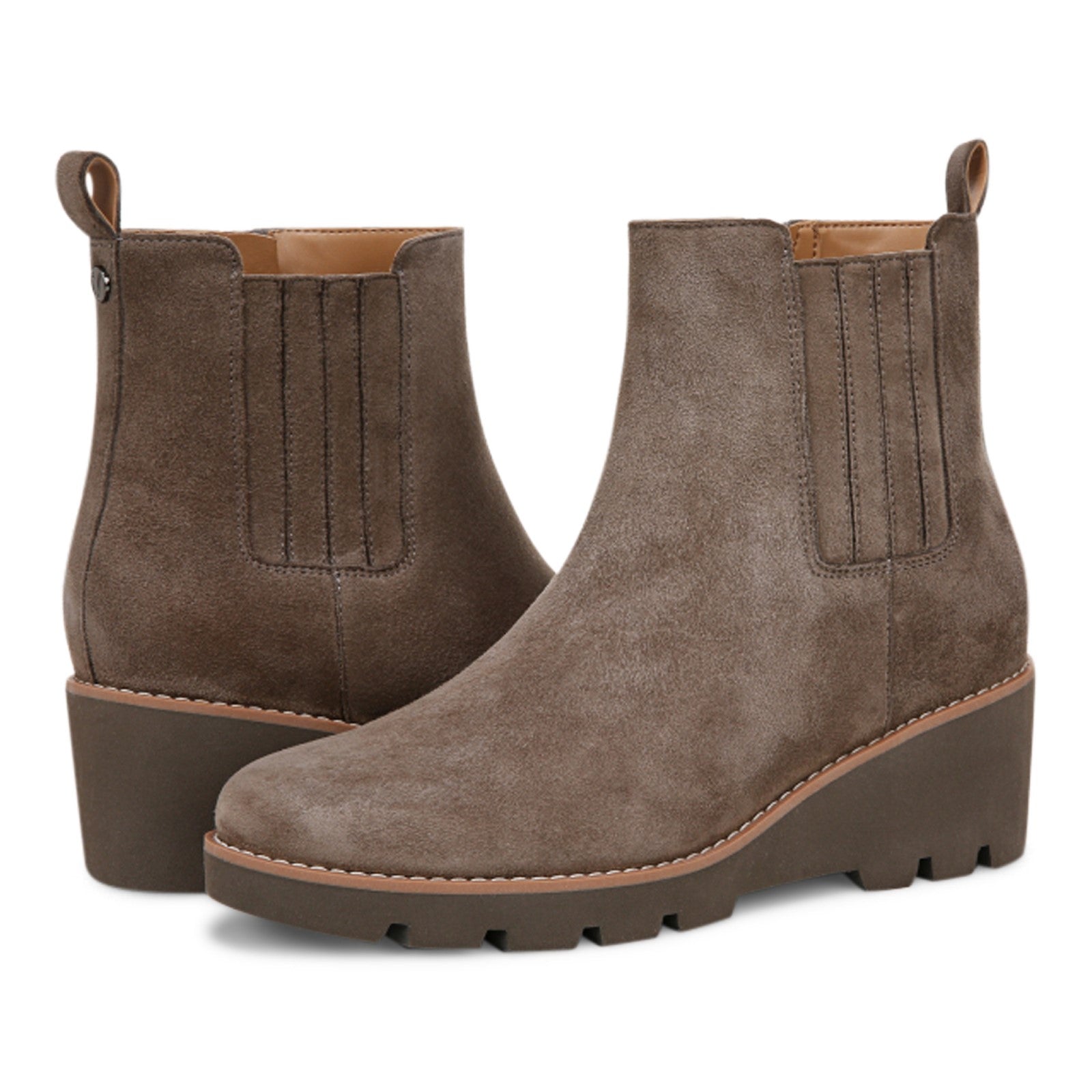 Vionic Aria Women's Comfortable Supportive Ankle Boot - Stone - pair left angle