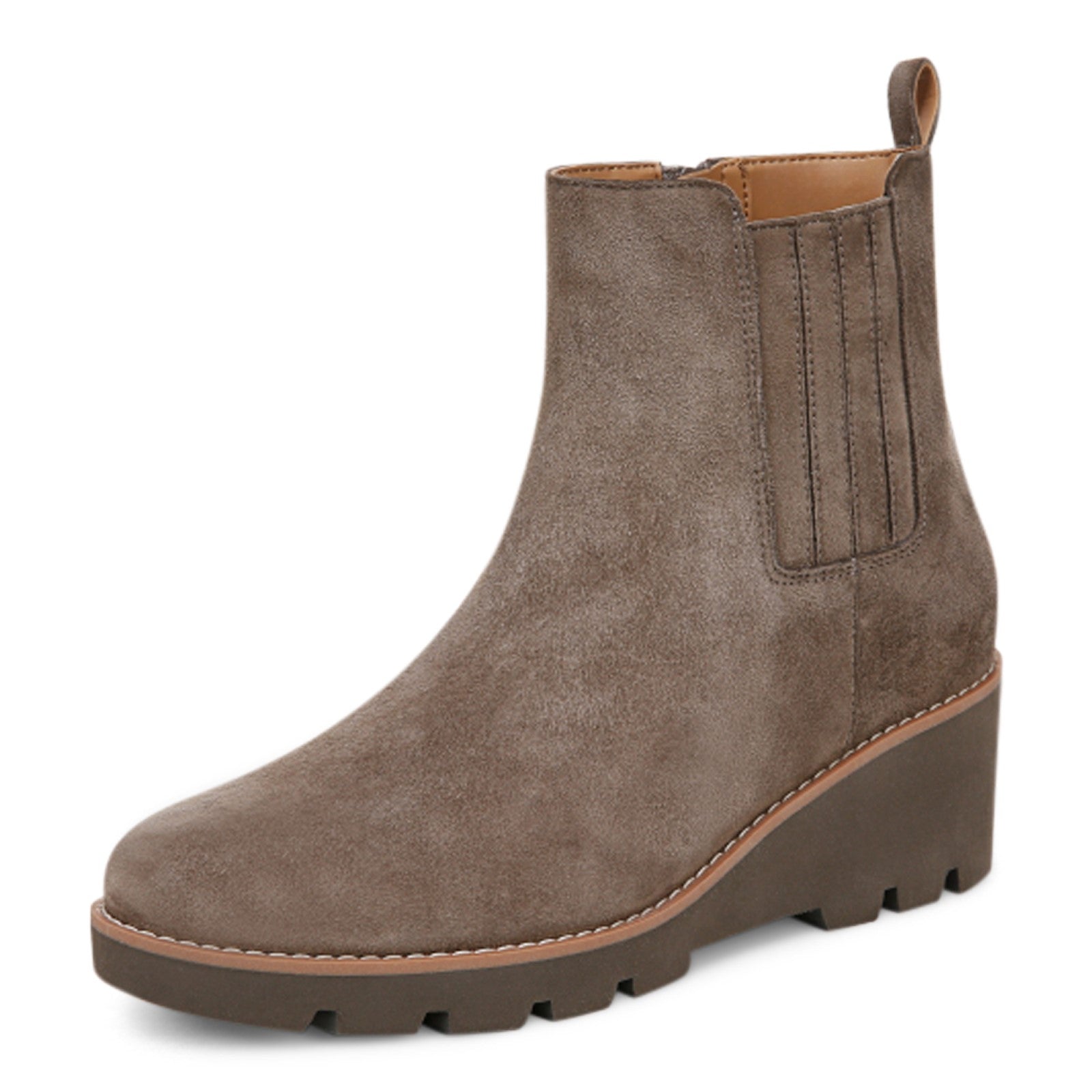 Vionic Aria Women's Comfortable Supportive Ankle Boot - Stone - Left angle