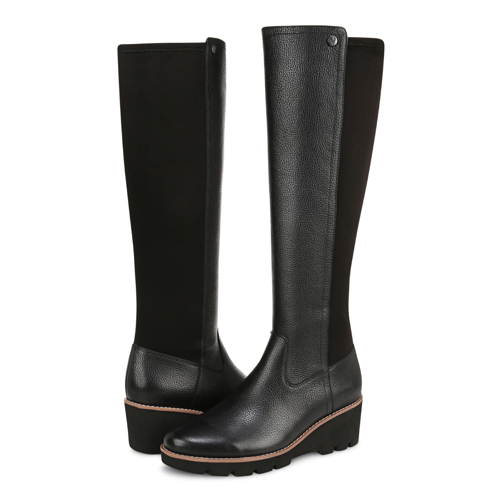 Vionic Ashland Women's High Shaft Boot - Black Wide Calf - pair left angle
