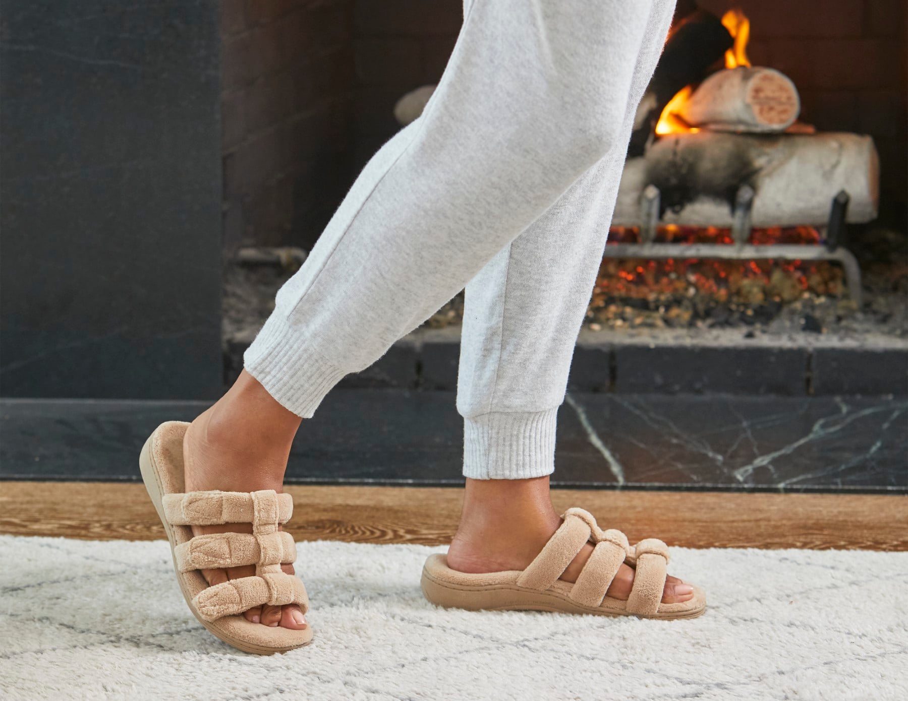Vionic Adjustable Open-Toe Slipper with Orthotic Arch Support - Indulge Snooze - Wheat - SLIPPER Lifestyle