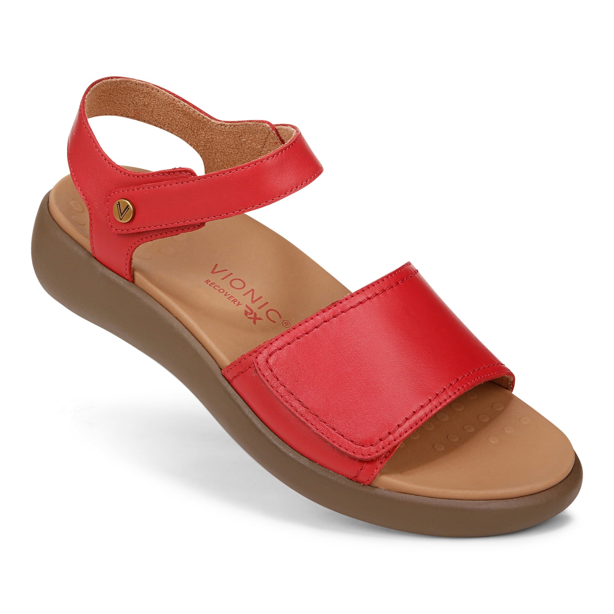 Vionic Awaken RX - Women's Wedge Soft Comfort Sandal - Red - AWAKEN RX-I8710L1600-RED-13f-med