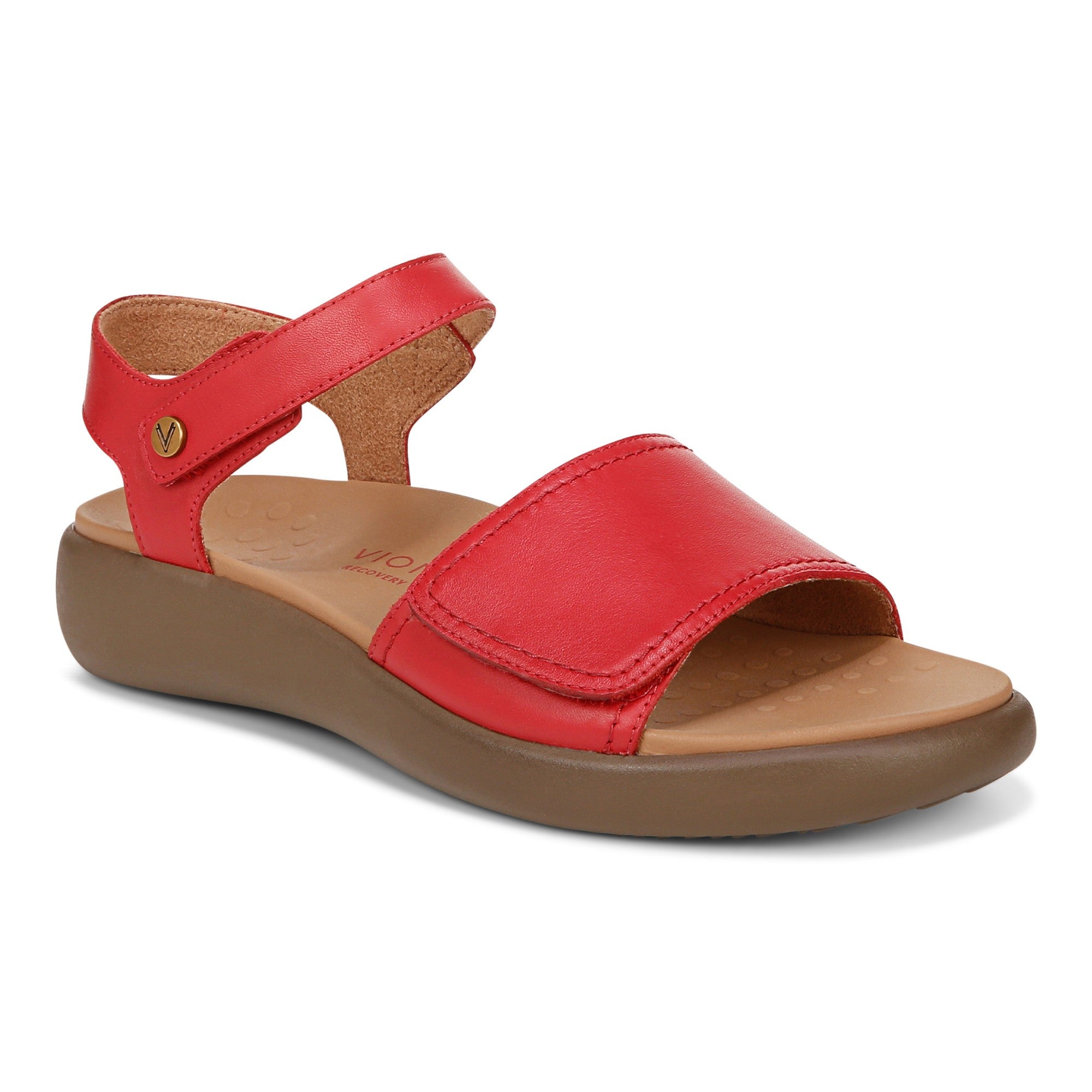 Vionic Awaken RX - Women's Wedge Soft Comfort Sandal - Red - AWAKEN RX-I8710L1600-RED-1t-med