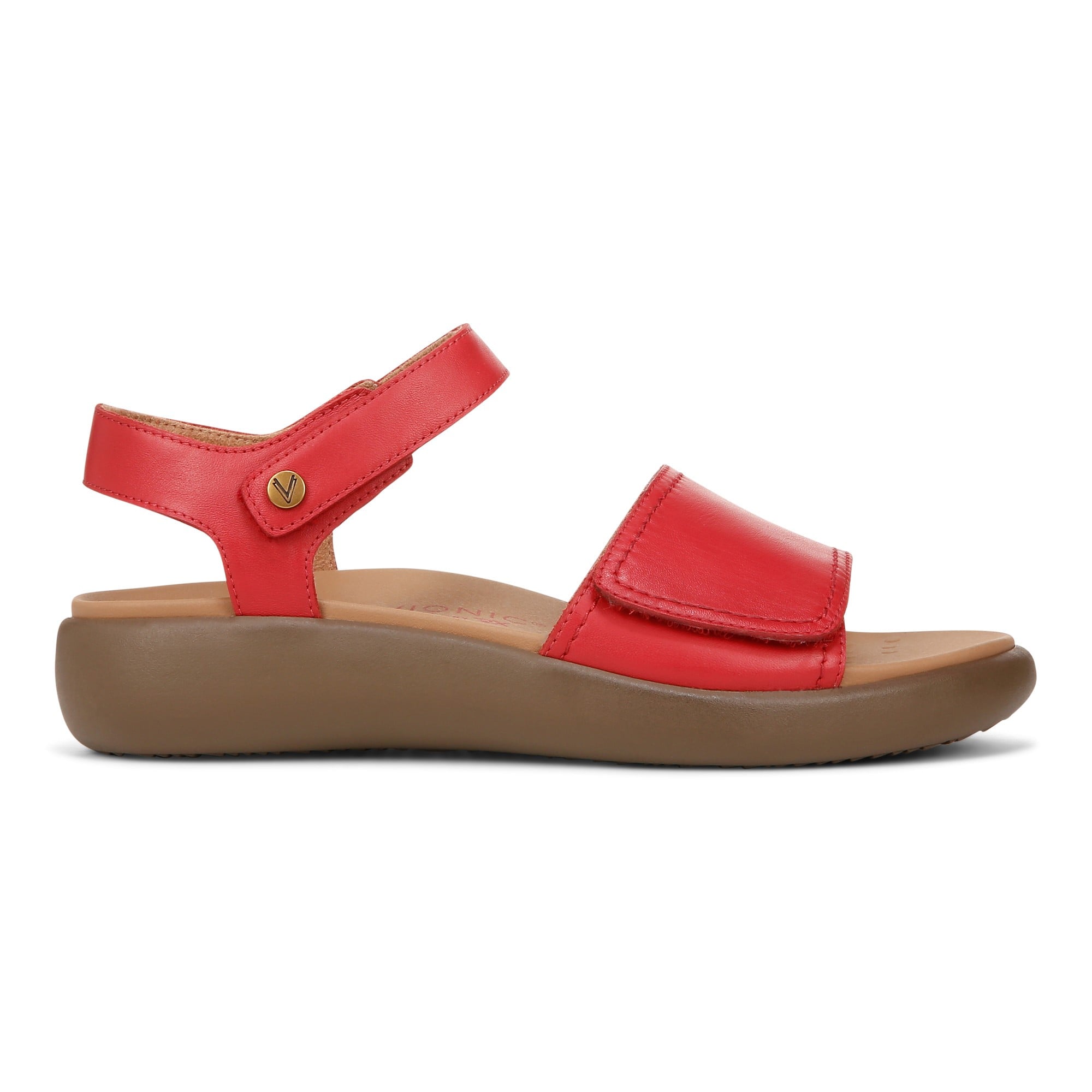 Vionic Awaken RX - Women's Wedge Soft Comfort Sandal - Red - AWAKEN RX-I8710L1600-RED-3r-med