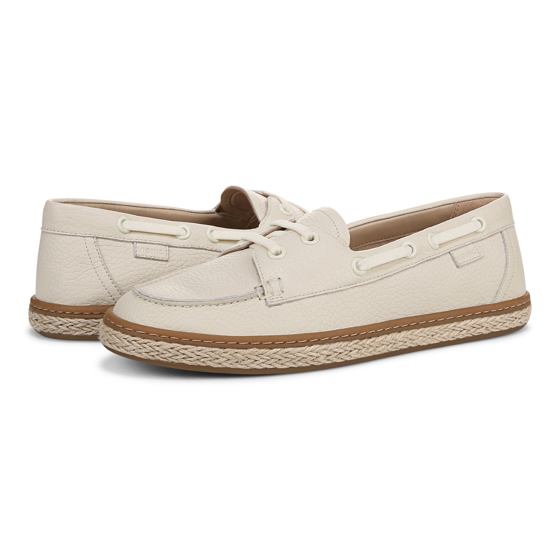 Vionic Bay womens Espadrilles Shoe - Cream - pair left angle
