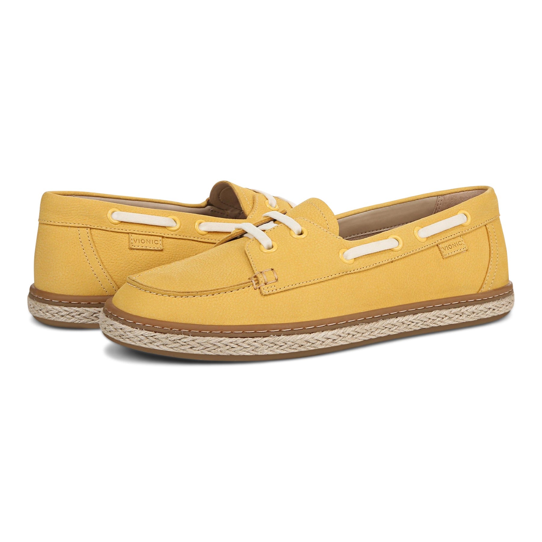 Vionic Bay womens Espadrilles Shoe - Butter Yellow - pair left angle