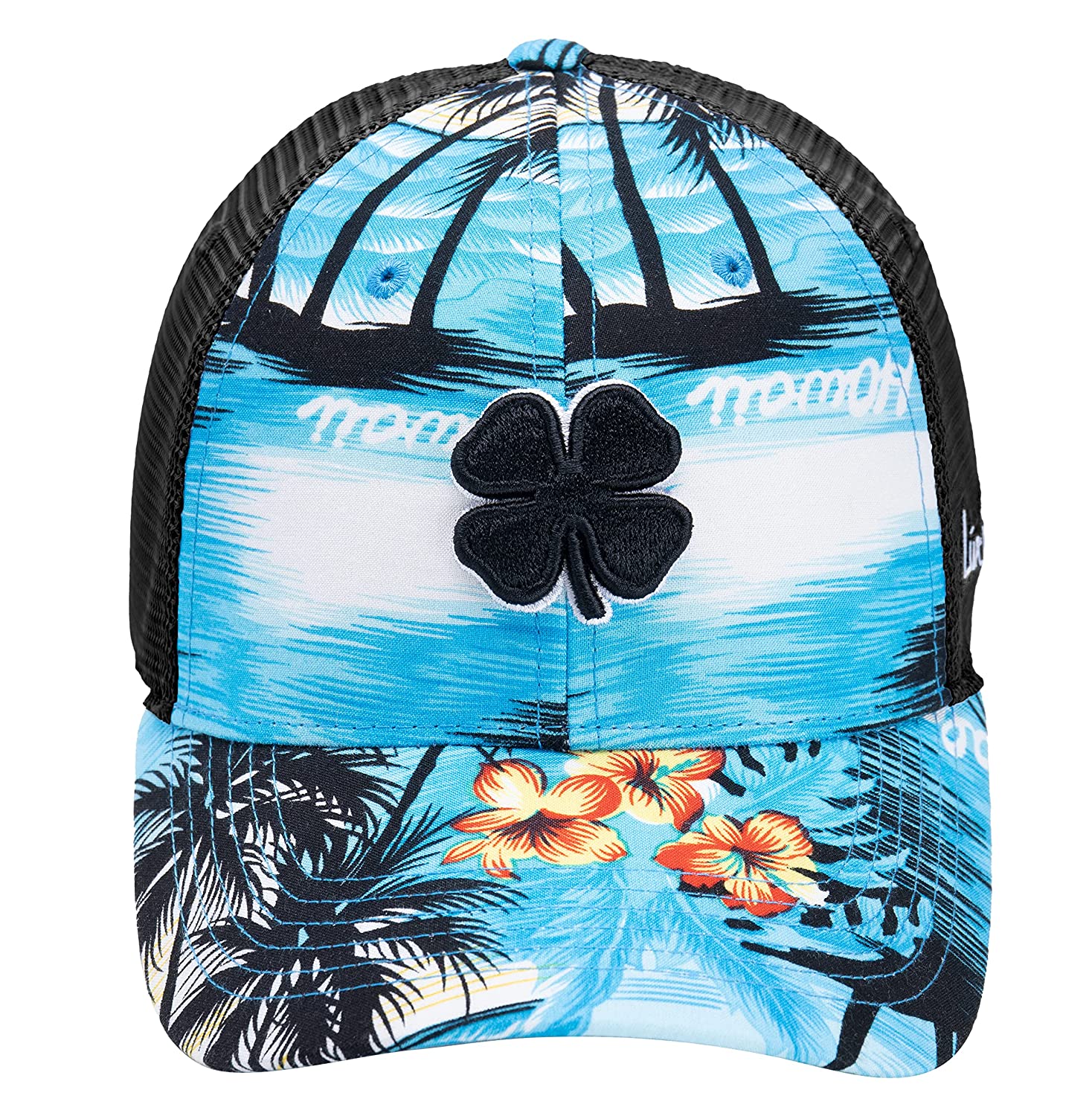 Black Clover Island Luck Hat - Tropical Adjustable Snapback - Unisex - 12 - Black / Black Mesh