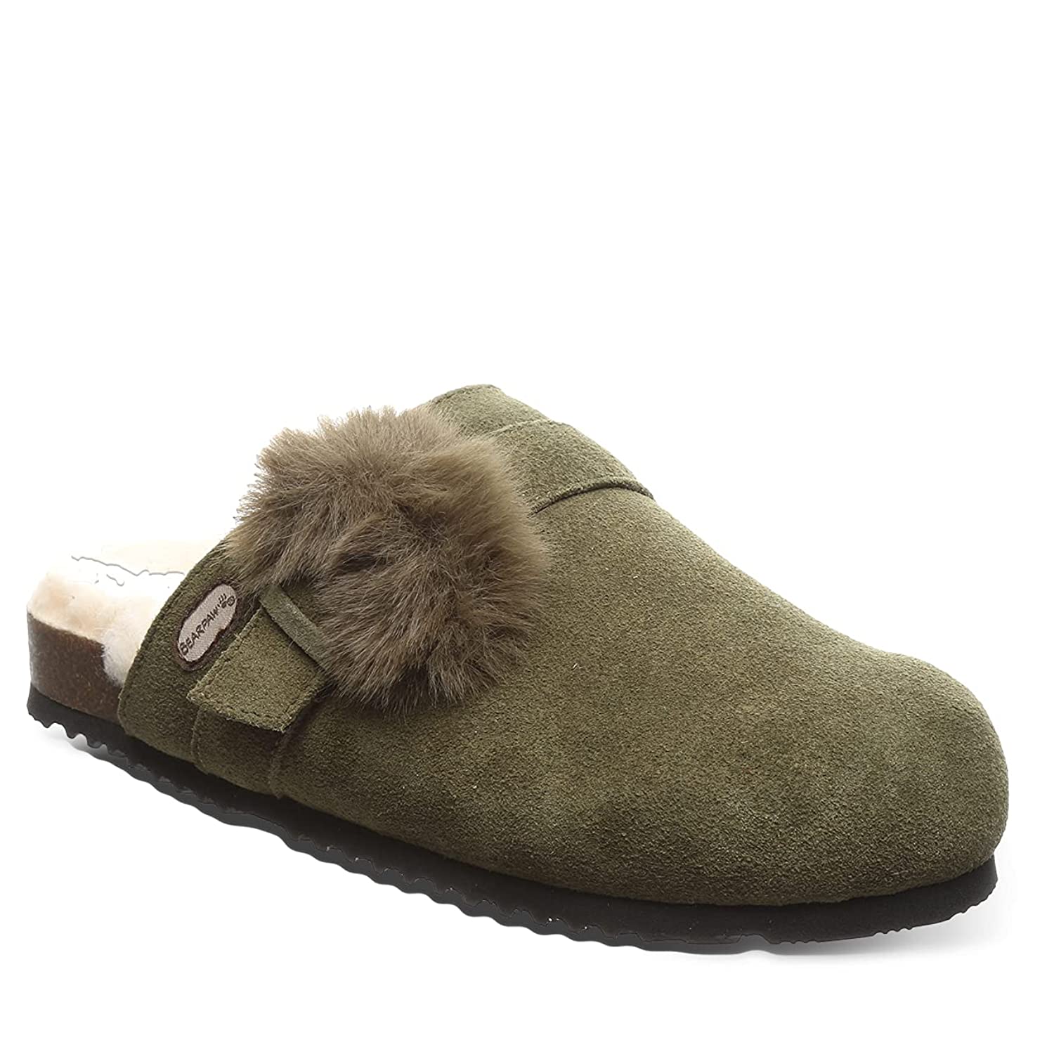 Bearpaw Stevie Women's Leather Slippers - 2869W in Dark Olive
